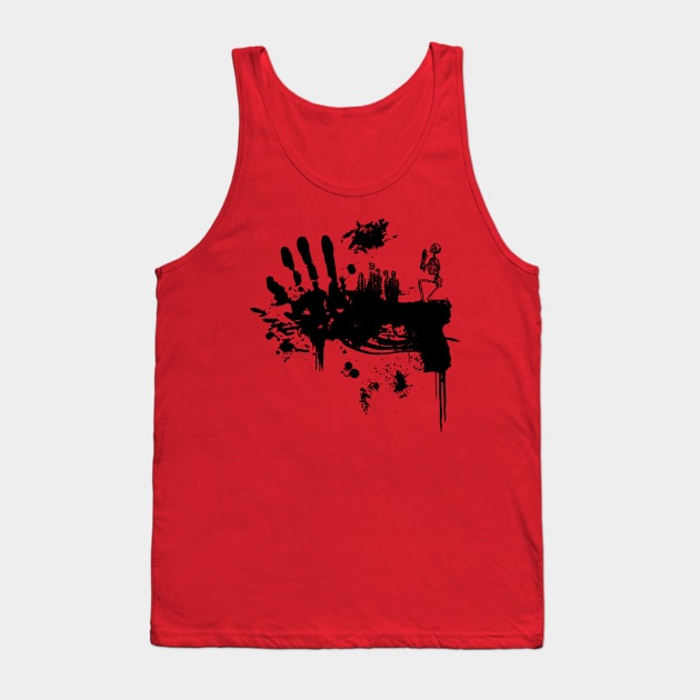 Bloody Guns - Skeleton Blood Splatters and Drips Tank Top by ddtk